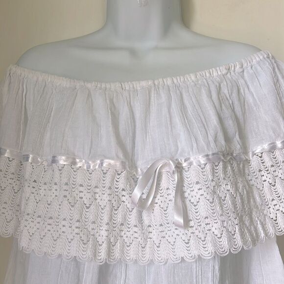 Women's Handmade Off the Shoulder Crotchet Blouse sz XL - Picture 4 of 5